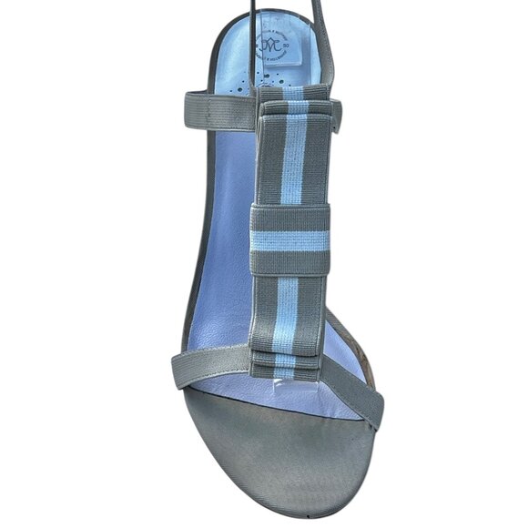 Johnston & Murphy Womens 10M Beige & White Sandals Heels Striped Elastic Straps - Picture 5 of 16